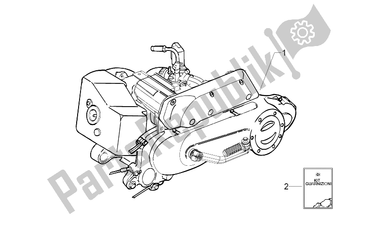 Alle onderdelen voor de Motor Assemblage van de Aprilia SR Motard 50 2T E3 2012