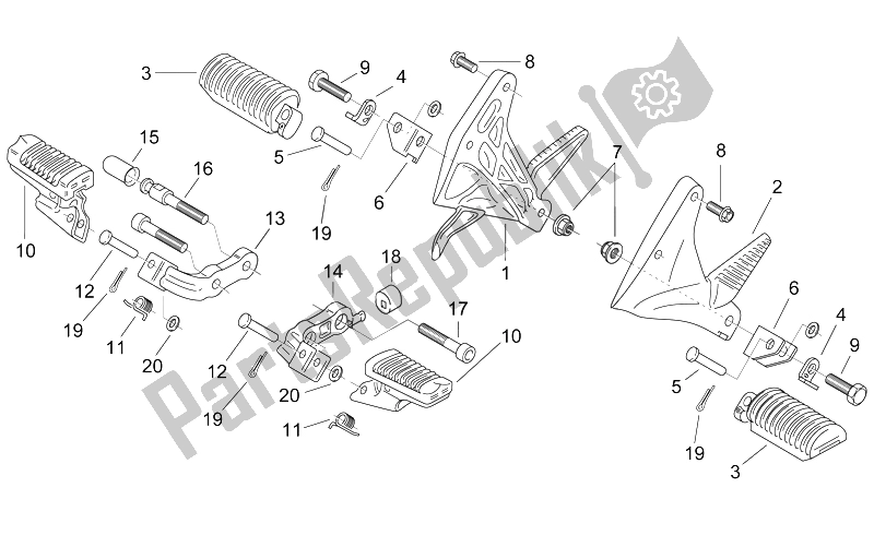 All parts for the Foot Rests of the Aprilia Pegaso 650 1997