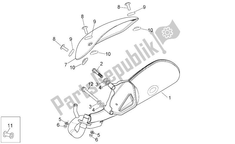 All parts for the Exhaust Pipe of the Aprilia Scarabeo 50 4T 4V E2 2009