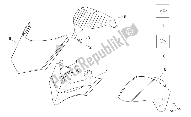 All parts for the Front Body - Front Fairing (2) of the Aprilia Leonardo 125 150 ST 2001