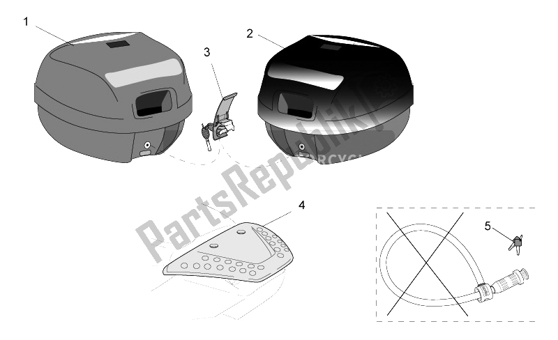 All parts for the Acc. - Top/cases, Side Cases of the Aprilia Sonic 50 H2O 1998