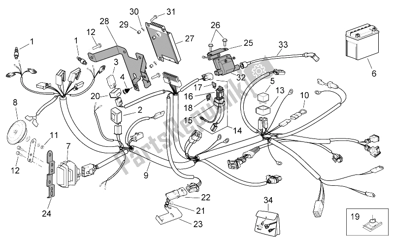 Alle onderdelen voor de Elektrisch Systeem I van de Aprilia SR 50 H2O IE Carb 2003