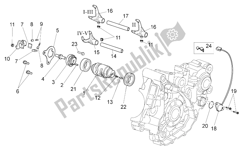 All parts for the Gear Box Selector Ii of the Aprilia RXV 450 550 2009