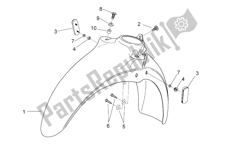 Todas as partes de Corpo Frontal Vi - Guarda-lamas Frontal do Aprilia Scarabeo 50 2T E2 ENG Piaggio 2007