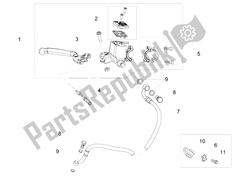 All parts for the Front Master Cilinder of the Aprilia RS4 50 2T 2014