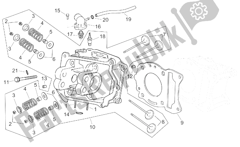 Alle Teile für das Zylinderkopf des Aprilia Atlantic 125 200 250 2003