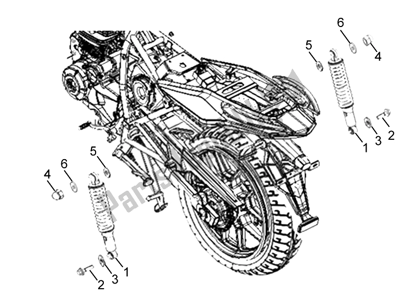 Todas as partes de Amortecedor Traseiro do Aprilia ETX 150 2014