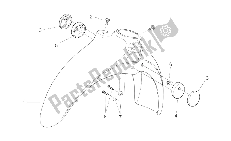 Toutes les pièces pour le Avant Corps Vi - Garde-boue Avant du Aprilia Scarabeo 50 2T ENG Minarelli 1999