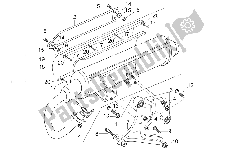 Tutte le parti per il Unità Di Scarico del Aprilia Leonardo 125 150 ST 2001