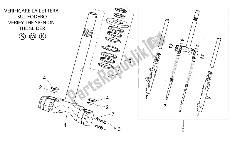 Todas as partes de Garfo Dianteiro I do Aprilia Atlantic 300 2010