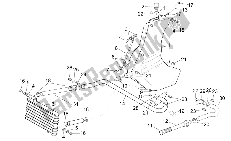 All parts for the Oil Tank of the Aprilia RSV Mille 1000 2000