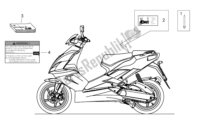 Todas las partes para Juego De Placas Y Manual de Aprilia SR 50 Carb MY 2014