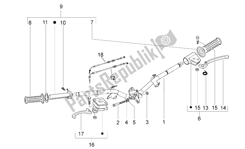 All parts for the Handlebar of the Aprilia Sport City ONE 125 4T E3 2008