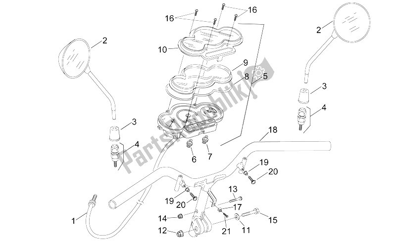 Todas las partes para Manillar - Tablero De Instrumentos de Aprilia Sonic 50 H2O 1998