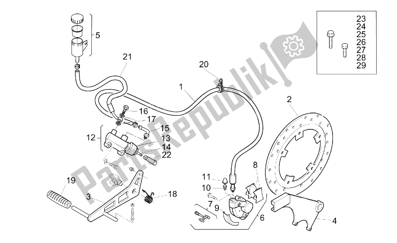 Tutte le parti per il Pinza Freno Posteriore del Aprilia RS 250 1995