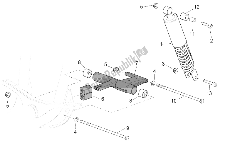 Tutte le parti per il R. Shock Absorber-connect. Asta del Aprilia Scarabeo 50 4T 4V E2 2009