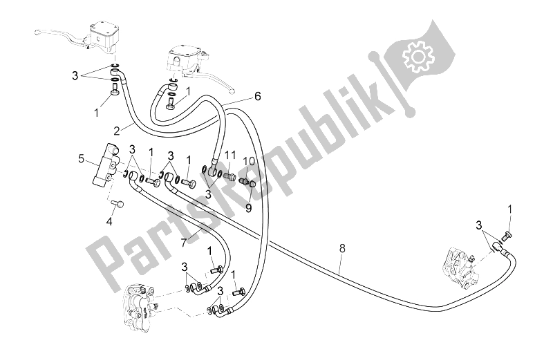 Toutes les pièces pour le Système De Freinage Avant / Arrière du Aprilia Scarabeo 125 200 Light Carb 2007