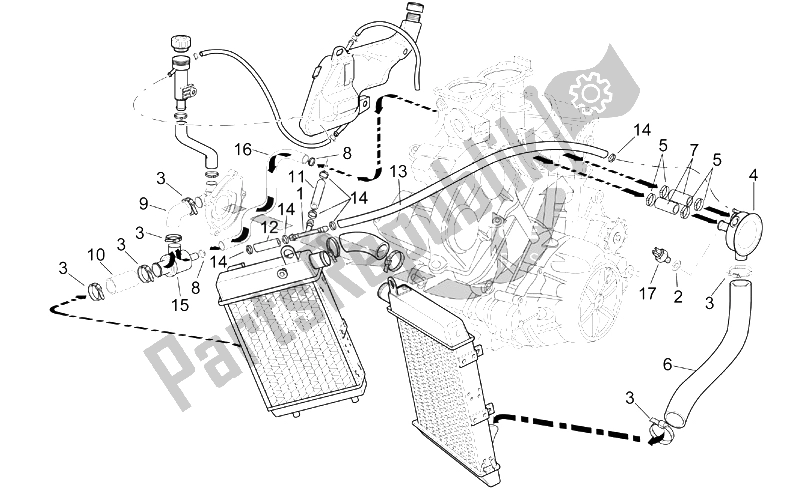Alle onderdelen voor de Koelsysteem van de Aprilia RSV Mille 1000 2003