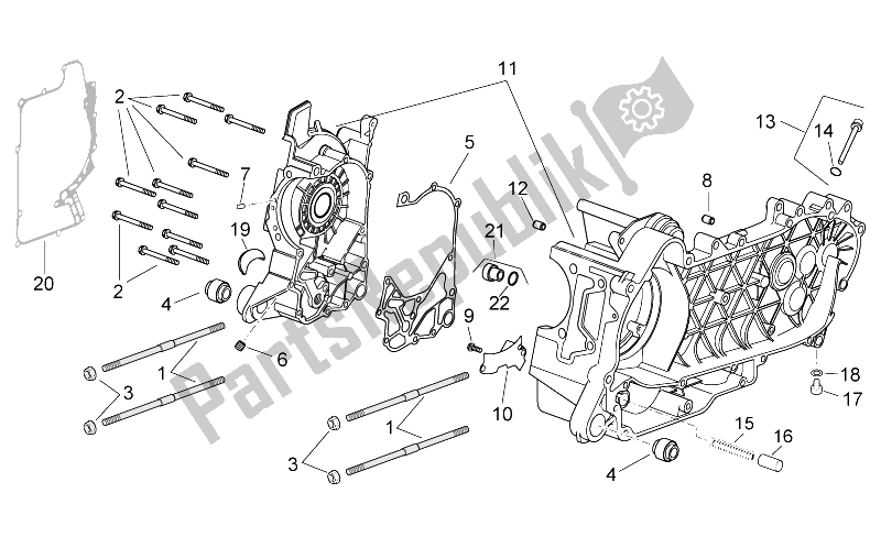 Toutes les pièces pour le Carter du Aprilia Scarabeo 125 250 E2 ENG Piaggio 2004