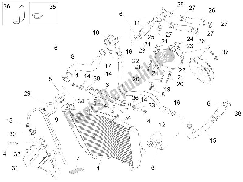 Alle onderdelen voor de K? Hlanlage van de Aprilia RSV4 RR 1000 2015