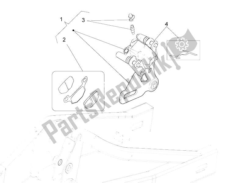 All parts for the Rear Brake Caliper of the Aprilia RS4 125 4T 2011