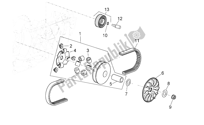 Toutes les pièces pour le Ensemble Variateur du Aprilia Atlantic 300 2010