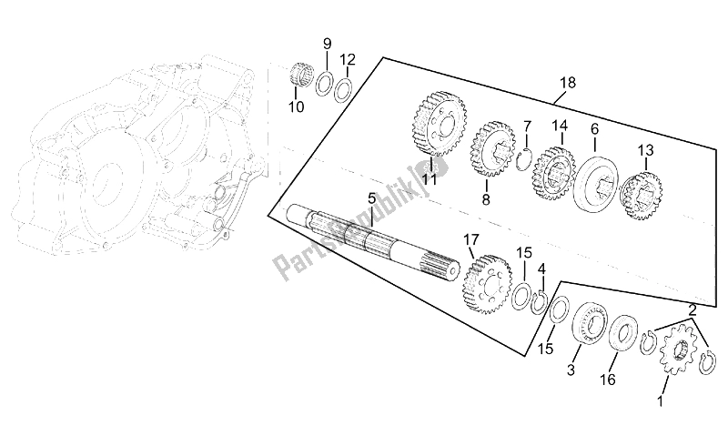 Todas las partes para Caja De Cambios De 4 Velocidades Con Eje Accionado de Aprilia Classic 50 1992