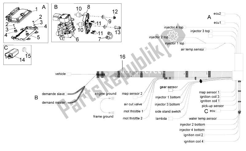 All parts for the Electrical System Iii of the Aprilia RSV4 Aprc Factory STD SE 1000 2011