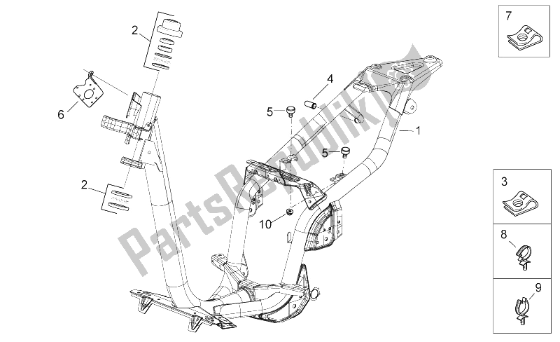 Toutes les pièces pour le Cadre du Aprilia Scarabeo 50 2T E2 NET 2009