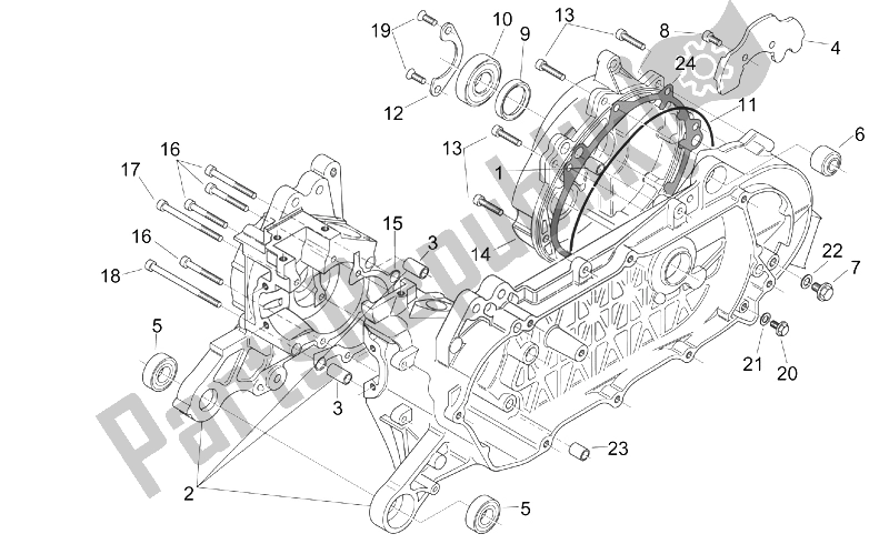 All parts for the Crank-case (ditech) of the Aprilia SR 50 H2O Ditech E2 2002