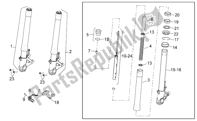 All parts for the Front Fork of the Aprilia Tuono 1000 V4 R Aprc ABS 2014