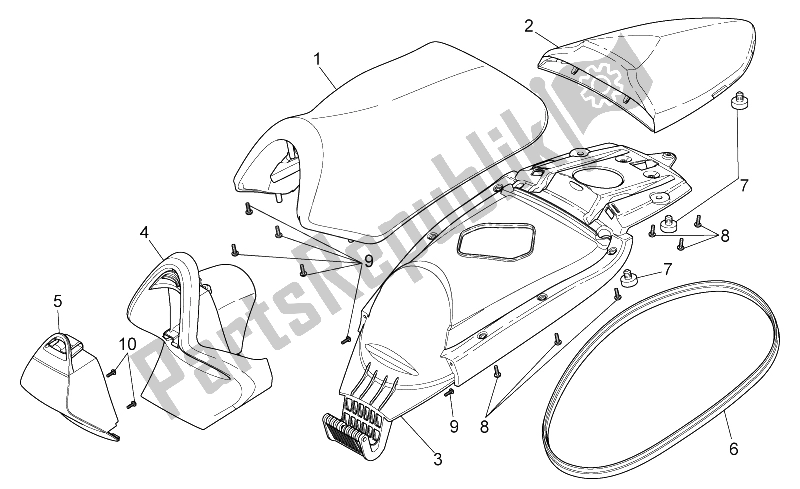 All parts for the Saddle - Handle of the Aprilia SR 50 IE Carb MY 2010