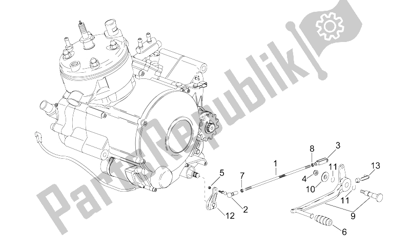 All parts for the Gear Lever of the Aprilia RS 50 1996