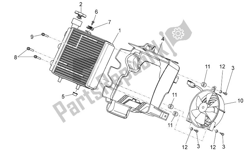 All parts for the Water Cooler of the Aprilia Scarabeo 125 200 I E Light 2011