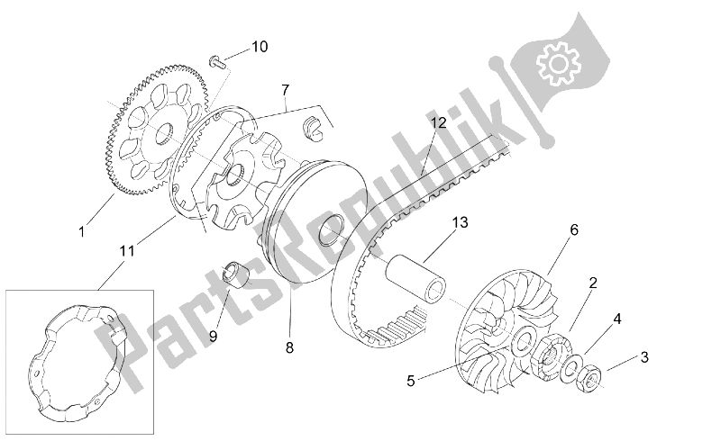 Todas las partes para Variador de Aprilia SR 50 H2O NEW DI Tech 2004