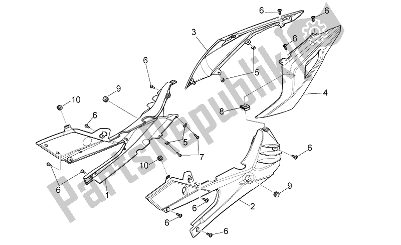 Toutes les pièces pour le Corps Arrière I du Aprilia RS 125 2006