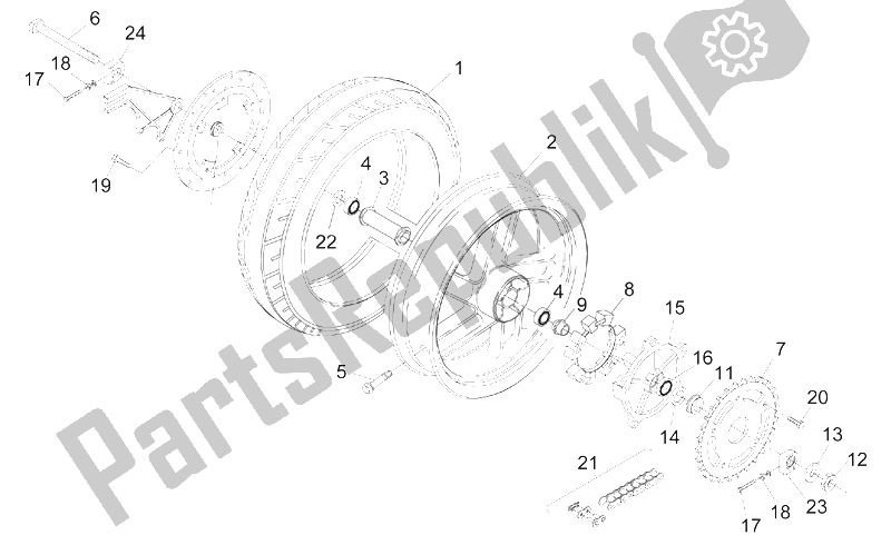 Alle Teile für das Hinterrad des Aprilia RS 250 1995