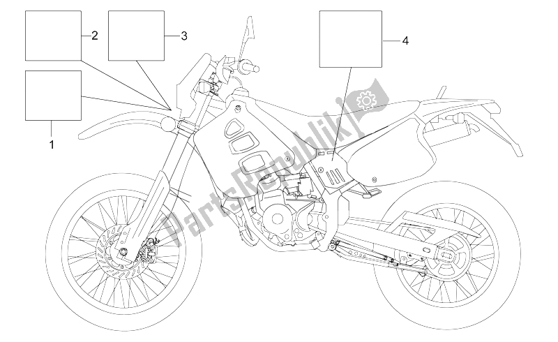 All parts for the Plate Set of the Aprilia MX 50 2002