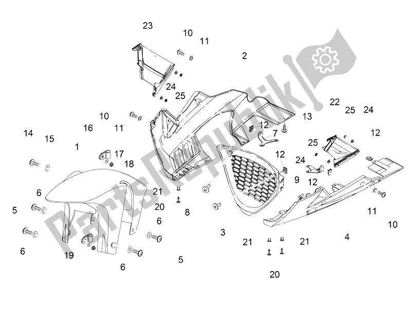 Alle onderdelen voor de Voorspatbordstijl van de Aprilia RSV4 RR Racer Pack 1000 2015