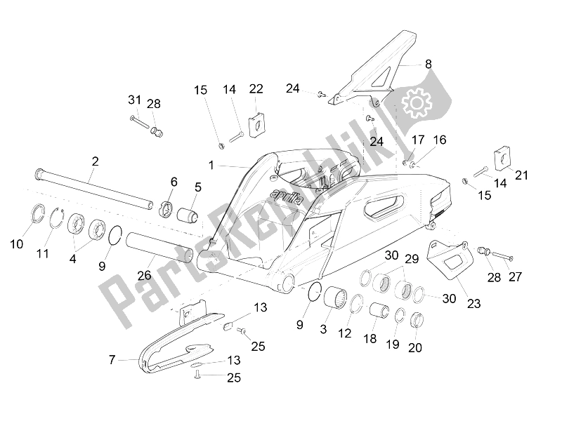 All parts for the Swing Arm of the Aprilia RSV4 RR Europe 1000 2016