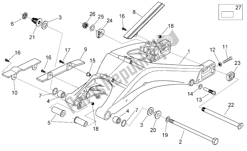 All parts for the Swing Arm of the Aprilia RS 125 2006