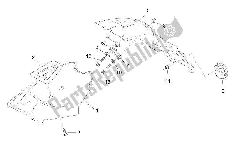 Alle Teile für das Hinterer Körper Iii - Kotflügel des Aprilia Scarabeo 100 2T ENG Minarelli 2000