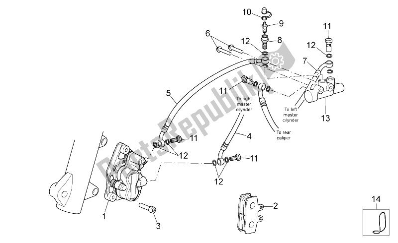 Alle onderdelen voor de Remklauw Voor van de Aprilia Scarabeo 250 Light E3 2006