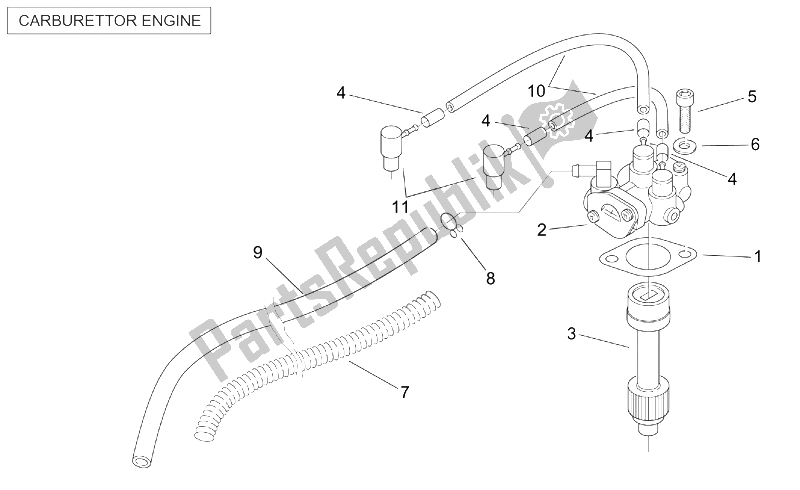 Alle onderdelen voor de Oliepomp (carburateur) van de Aprilia SR 50 H2O Ditech Carb 2000