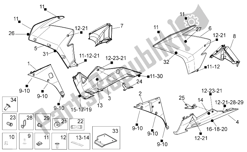 All parts for the Front Body Ii of the Aprilia RSV4 Aprc Factory ABS 1000 2013