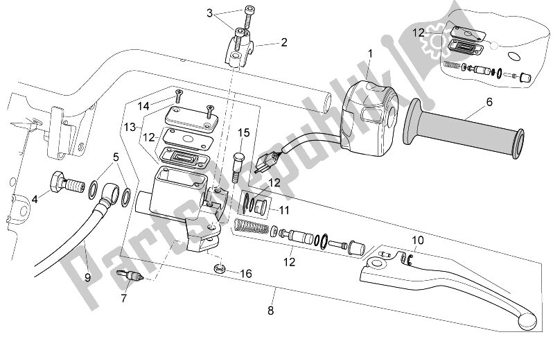 Toutes les pièces pour le Commandes Lh du Aprilia SR 50 Carb MY 2014