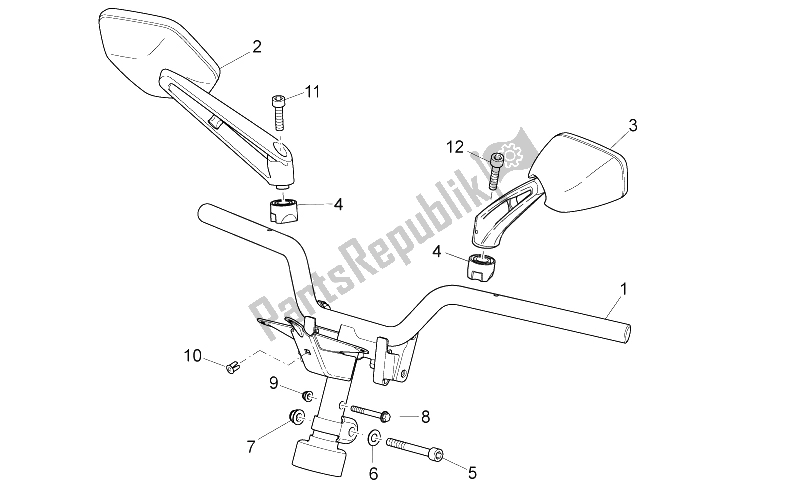 All parts for the Handlebar of the Aprilia SR 50 H2O NEW IE Carb 2004