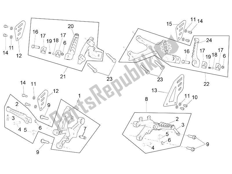 All parts for the Foot Rests of the Aprilia RSV4 RR Europe 1000 2016