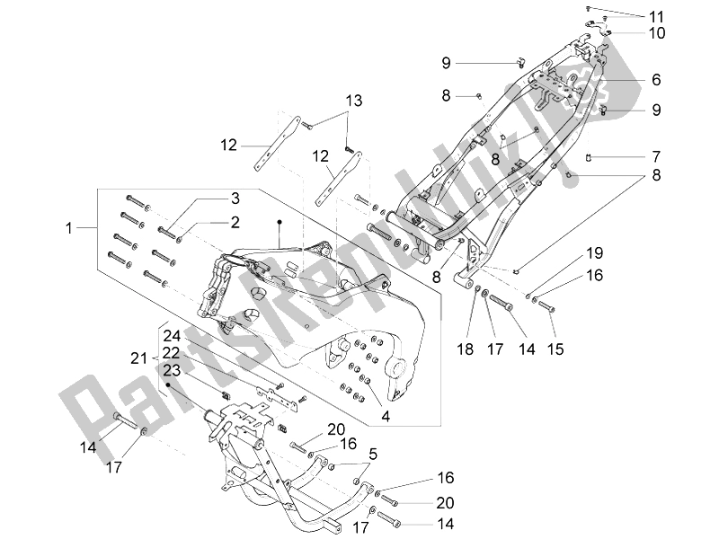 All parts for the Frame of the Aprilia RS4 50 2T 2011