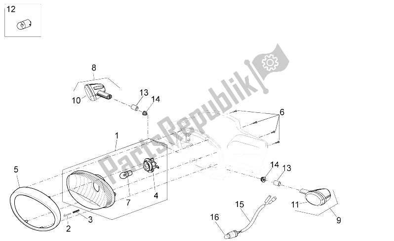 Tutte le parti per il Luci Anteriori del Aprilia Scarabeo 100 4T E3 NET 2010